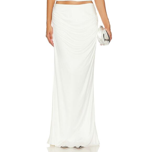 Retrofete Vivienne Draped Maxi Skirt Silk Blend Party Bridal Vacation Summer S - Picture 1 of 12